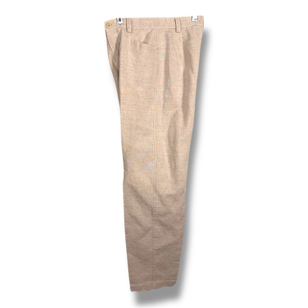 Vintage Size PETITE 2 Liz Claiborne Linen Blend Beige Cream Pleated Neutral